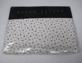 Ralph Lauren 028828061843 Cossette Isadora Black Calico White Floral Ruffled Flat Sheet- Full
