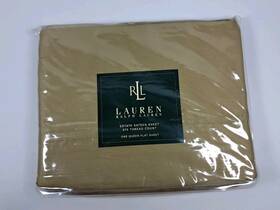Ralph Lauren 028828137883 Queen Flat Sheet Brown Sandbar Estate Sateen 370 Tc 100% Cotton