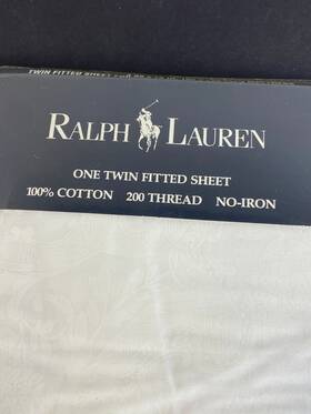 Ralph Lauren 028828144096 Damask Twin Fitted Sheet Cotton 1993 Avery White Vintage