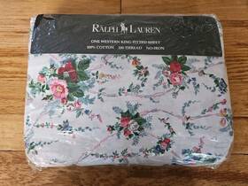Ralph Lauren 028828191748 Vintage Western King Fitted Sheet 100% Cotton Cottagecore Roses