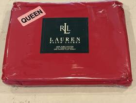 Ralph Lauren 028828198204 Queen Flat Sheet 100% Pima Cotton Regatta Red Nos 275 Tc
