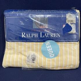 Ralph Lauren 028828253712 Vtg Queen Flat Sheet Chambray Yellow White Stripes Made In Usa Read Ralph Lauren 028828253712 Vtg Queen Flat Sheet Chambray Yellow White Stripes Made In Usa Read