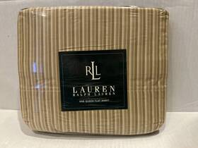 Ralph Lauren 028828263704 Nip Stone Stripe Qn Flat Sheet Usa 100% Cotton 200 Tc Vtg Ralph Lauren 028828263704 Nip Stone Stripe Qn Flat Sheet Usa 100% Cotton 200 Tc Vtg