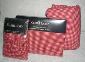Ralph Lauren 028828351340 Red Gingham Check Sheet Set Queen Wendy Vintage Rare 1pc Out Of Pkg