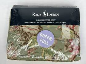 Ralph Lauren 028828386816 Charlotte Queen Fitted Sheet Green Floral Flowers Shabby