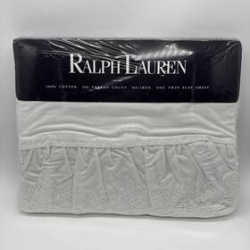 Ralph Lauren 028828496874 Vintage Bromley Ruffled Twin Flat Sheet White 100% Cotton 1987 Nos Ralph Lauren 028828496874 Vintage Bromley Ruffled Twin Flat Sheet White 100% Cotton 1987 Nos