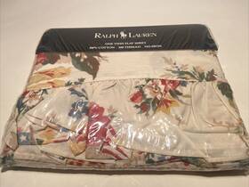 Ralph Lauren 028828499622 Dylans Grove Flags And Florals Ruffled Twin Flat Sheet Nos Nip 1994
