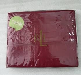 Ralph Lauren 028828513380 Rl Addison Twin Flat Sheet Stamford Red Nip Supima 400 Count
