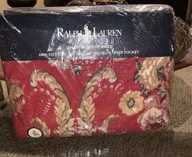 Ralph Lauren 028828520685 New Danielle Floral Red Fitted Sheet Full Vintage 200 Thread