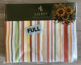 Ralph Lauren 028828555250 New Full Flat Sheet Only Colorful Striped Assorted Colors