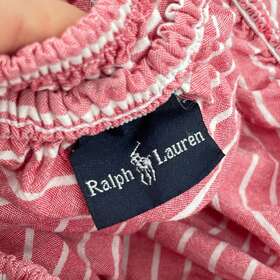 Ralph Lauren 028828641236 100% Cotton Full Fitted Deep 17 Inch Pocket Sheet Chambray Coral White