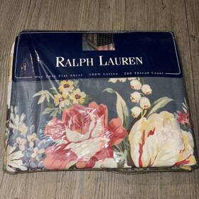 Ralph Lauren 028828662323 Vintage Kimberly Floral Blue Twin Flat Sheet Made In Usa New