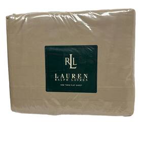 Ralph Lauren 028828698919 Home Solid One Twin Flat Sheet Beige 100% Cotton 250 Thread Count