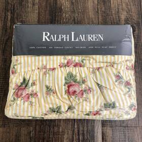 Ralph Lauren 028828706775 Vintage Sophie Floral Yellow Stripe Full Flat Sheet 100% Cotton Usa Ralph Lauren 028828706775 Vintage Sophie Floral Yellow Stripe Full Flat Sheet 100% Cotton Usa