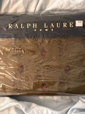 Ralph Lauren 028828910875 Formal Garden Brown Floral Flat Sheet Queen Nwt Vintage Dead Stock