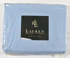 Ralph Lauren 028828935250 Vintage Blue Gingham Beach House Full Fitted Sheet Cotton New