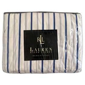 Ralph Lauren 028828935939 King Jonquil Porcelain Blue Fitted Sheet Stripes Deep Sealed Nwt