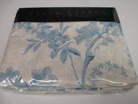 Ralph Lauren 028828951106 Vintage Coral Harbour Blue Beige Floral Flat Sheet - Queen