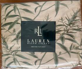 031905 Ralph Lauren Vintage New Desert Plains Perennial Cotton Sateen King Flat Sheet