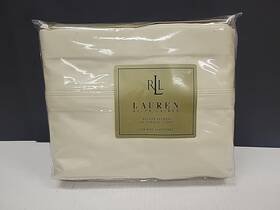 042408 Ralph Lauren Estate Sateen 450 Thread Count King Flat Sheet Ivory New