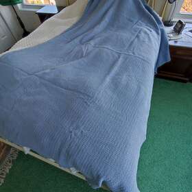 19238 Ralph Lauren Twin Top Flat Bed Sheet Decorative Bedding Blue Textured Cotton 19238 Ralph Lauren Twin Top Flat Bed Sheet Decorative Bedding Blue Textured Cotton