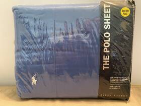 Ralph Lauren 400000846491 Inch The Polo Sheet Queen Flat Med Blue Supima Cotton 275 Thread Count