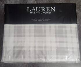 Ralph Lauren 600859414001 Flannel Ulster Plaid Twin Sheet Set 3 Piece Grey New