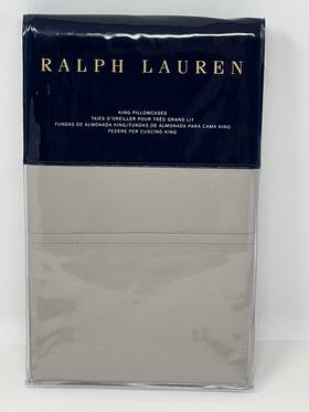 650194408n2r Ralph Lauren Rl 464 King Pillowcases Inch Pale Flannel Cotton Percale Pair Set Of 2