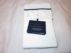 Ralph Lauren 860874383485 Palmer Percale Organic Standard Pillowcases 125 Harbor Blue 464tc