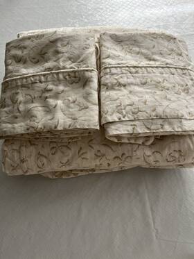Ralph Lauren 886087023206 Yorkshire Rose Tonal Cream Queen Sheet Set Euc