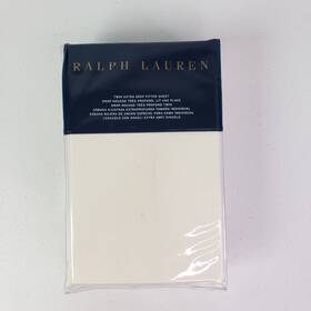 71x102in Ralph Lauren 886087120288 One Twin Flat Sheet Cream Cotton 464 Solid Percale Nwt