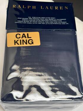 Ralph Lauren 886087121131 Rl 464 Solid Percale Cal King Fitted Sheet Polo Navy Deep Fit 145