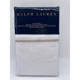 Ralph Lauren 886087123777 Rl Palmer Percale White Twin Flat Sheet Pale Flnl 115 Nwt