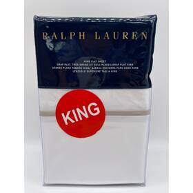 Ralph Lauren 886087124101 Rl Palmer Percale White King Flat Sheet Pale Flnl 185 Nwt