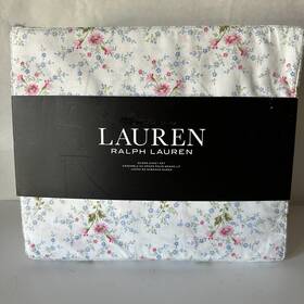 Ralph Lauren 886087155921 Queen Sheet Set Daisy Pink Floral Blue 4pc Green Farmhouse Chic
