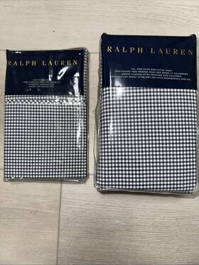Ralph Lauren 886087212211 Rl Classic Gingham Fitted Sheet Cal King And 2 Pillowcases New