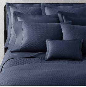 Ralph Lauren 886087248937 New Bedford Highland Jacquard Navy Blue Flat Sheet - Queen
