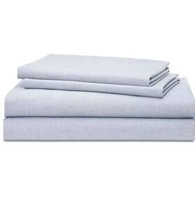 Ralph Lauren 886087292350 Nip Chambray Blue Graydon 100% Cotton Softweave Queen Sheet Set 4pc