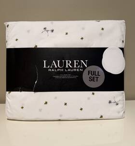 Ralph Lauren 886087327472 Full Sheet Set Honey Bees Yellow 4pc Cottage Novelty Farmhouse Chic