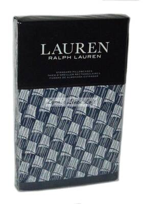Ralph Lauren 886087359985 Casey Geo Navy Blue Cream Standard Pillowcases Set New Nautical 70