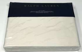 Ralph Lauren 886087375893 Mirada Olivia King Flat Sheet Cream 100% Cotton 185 Animal Print
