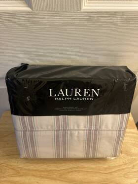 Ralph Lauren 886087377781 Nip Queen Sheet Set Claudia Stripe Cream Multicolor 4pc