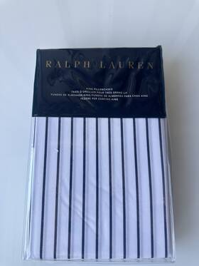 Ralph Lauren 886087384925 Prescot Stripe Navy / White King Pillowcases 145 Nip