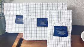 Ralph Lauren 886087400670 Organic Cotton Tattersall Sheet Set - Nwt King Size