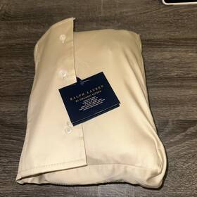 Ralph Lauren 886087401547 Organic Sateen Cotton Queen Flat Sheet Coastal Sand Beige 140 Nwt
