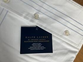 Ralph Lauren 886087402575 Queen Flat Sheet White Hyacinth Blue Organic Cotton Embroidered Nwt