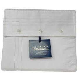 Ralph Lauren 886087402582 King Studio White Organic Handkerchief Embroidery Flat Sheet 624 Tc