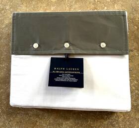 Ralph Lauren 886087405835 Organic Sateen Border Full Flat Sheet Graphite 624 Tc 145 Nwt