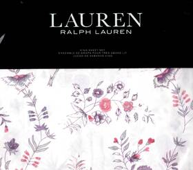 Sushi2227 Ralph Lauren 886087411676 2 Rl King Sheet Set Maddie Blossom Cream 4pc Purple Pink Floral
