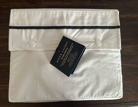 Ralph Lauren 886087433067 Nip Palmer Percale White With Loft Grey Stripe Queen Flat Sheet 175